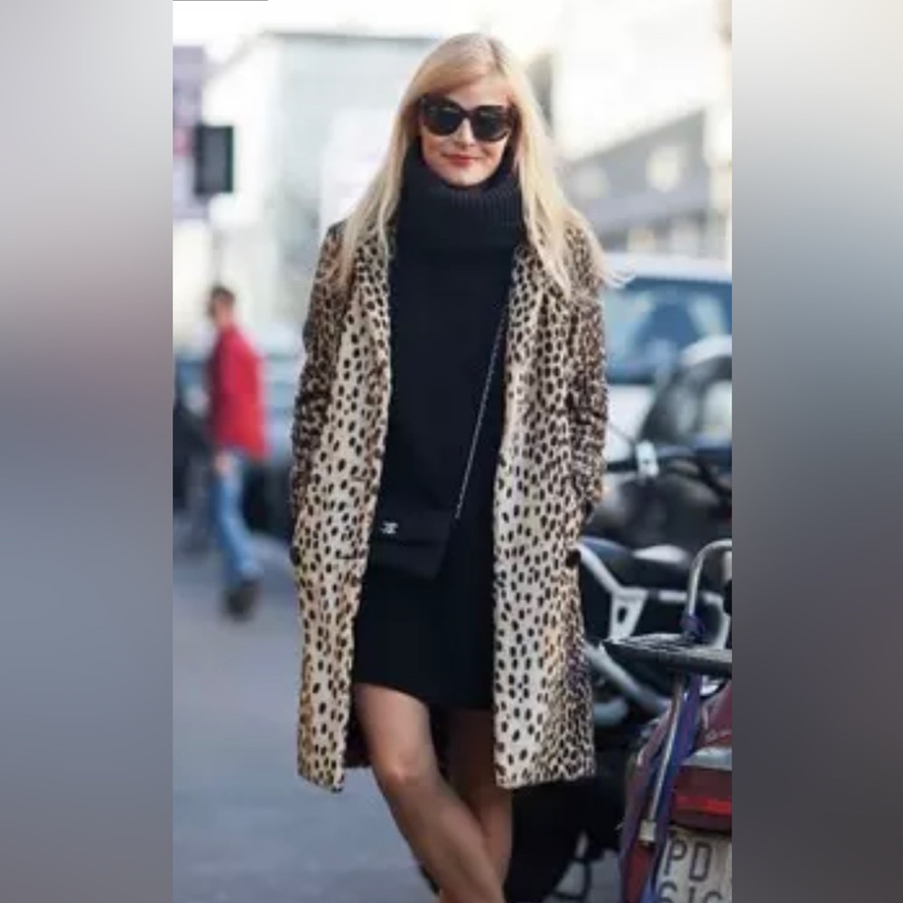 Leopard Print Wool Blend Coat Camel Leopard Coat … - image 1